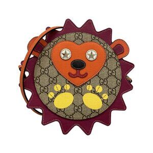 Auth GUCCI Childrens GG 580428 Beige Dark Brown Multi PVC Leather - Shoulder Bag